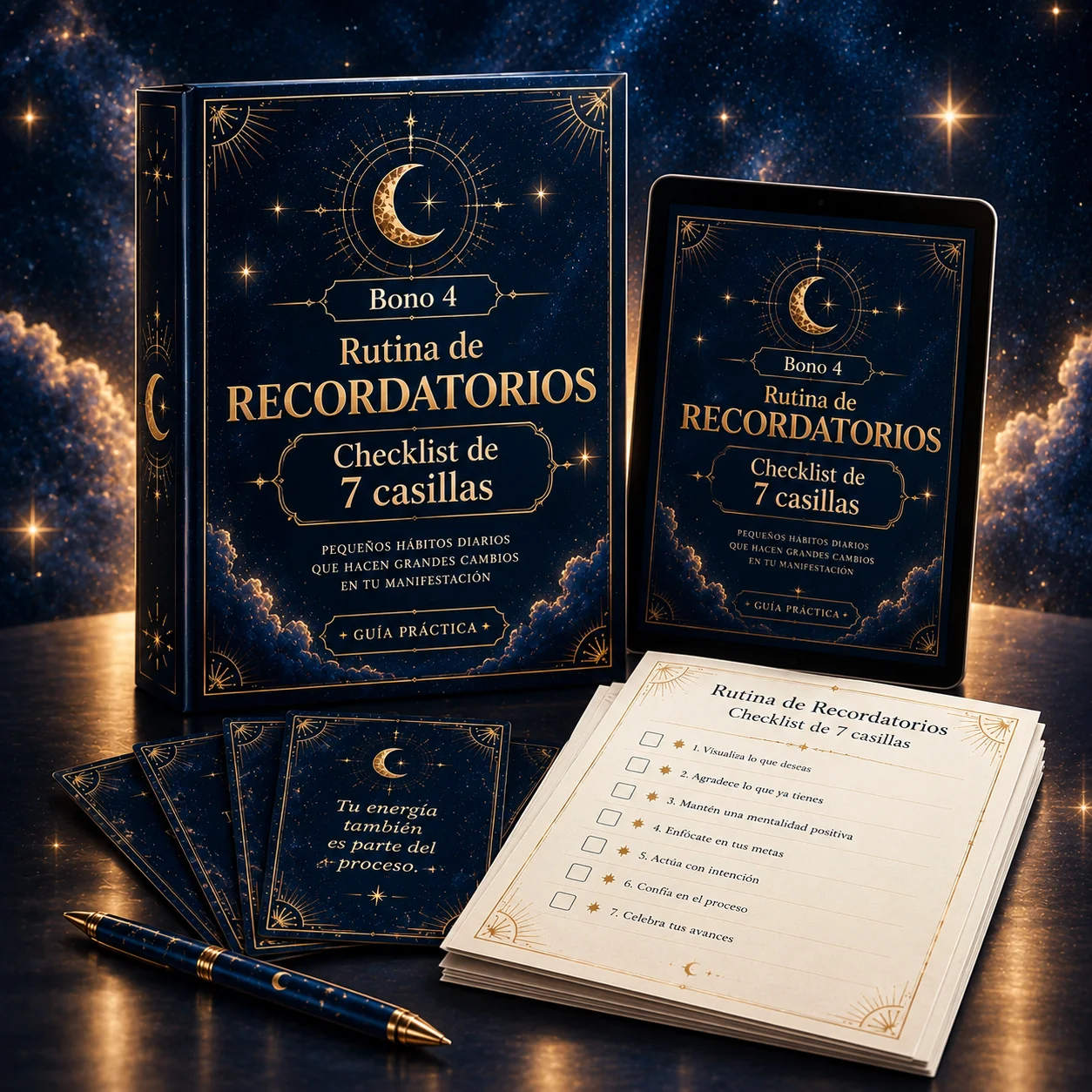 Mockup de la Rutina de Recordatorios con checklist de 7 casillas