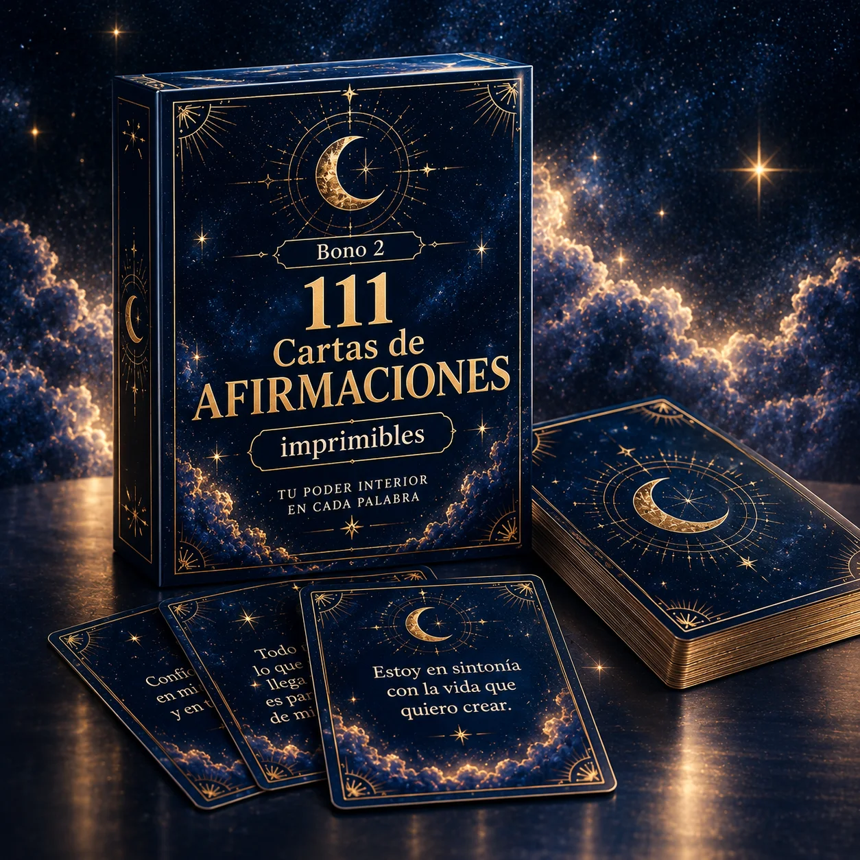 Mockup de 111 Cartas de Afirmaciones imprimibles